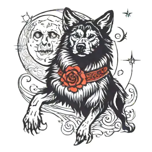 Incorporate A Traditional Style Wolf Howling At The Moon While Performing A Danza Ritual