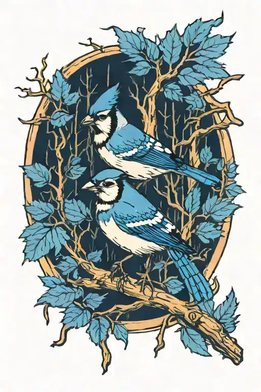 Blue Jay In A Forest By A Campfire