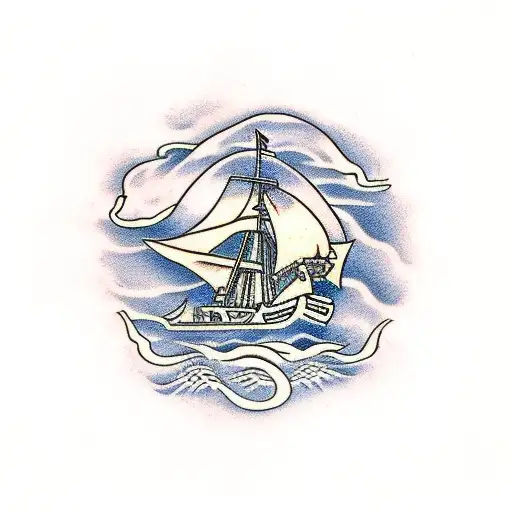 Kraken Attacking Ship