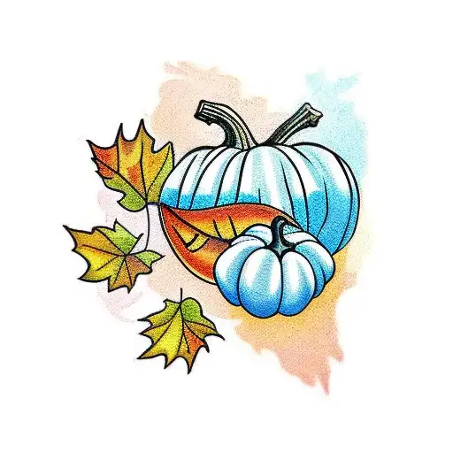 Pumpkin And Fall Leaves