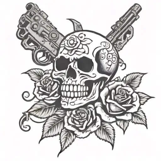 Grateful Dead Skull And Rose With Gun