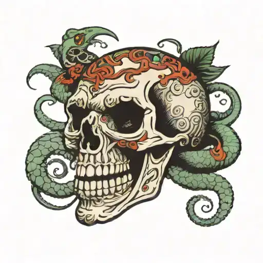 Skull With Snake Coming Out Of It's Eye