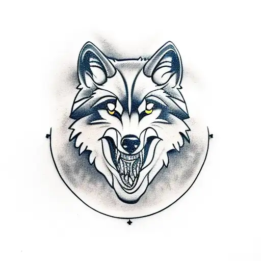 Wolf Head With Closed Mouth Grey Scale