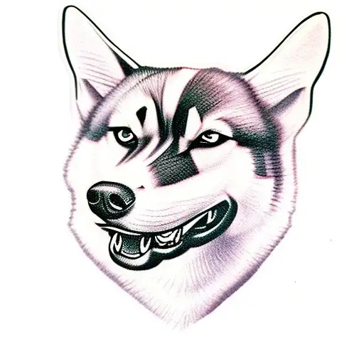 Husky Dog Head With Closed Mouth