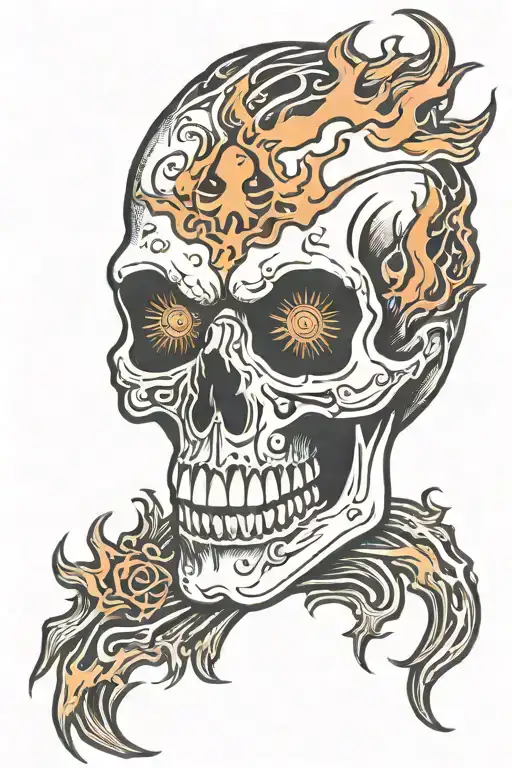Skull With Flames In Eyes