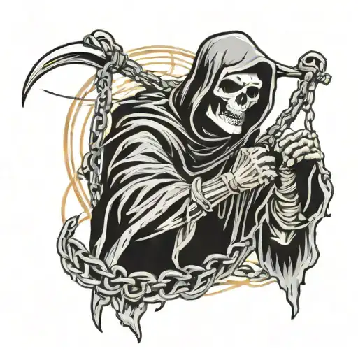 Grim Reaper Holding Sinn With Barbed Wire Wrapped