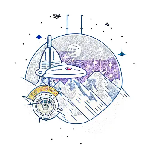 Futuristic Anchorage Alaska Skyline With Space And Ufos