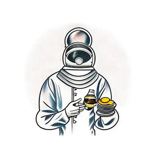 Waiter In A Chemical Protection Suit