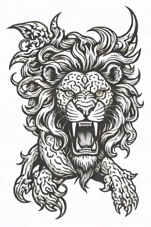 Trident Is In Above With A Lion Roaring Face Morphing