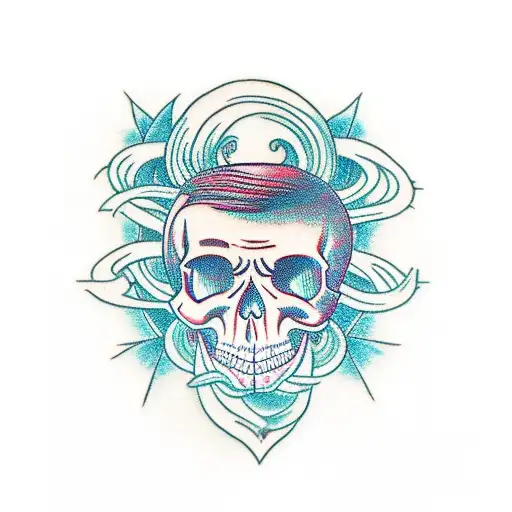 Skull With Alan Watts' Beard And Hair