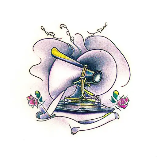 Gramophone Surrounded My Music Notes