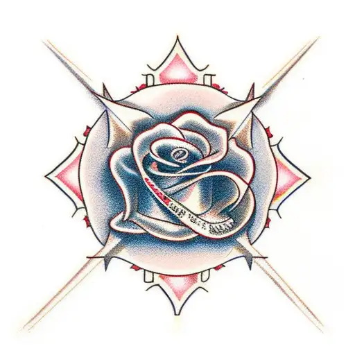 Christian Cross With A Rose