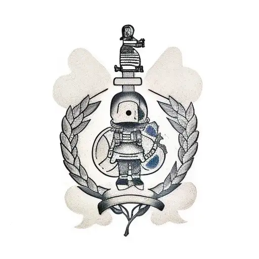 A Battle Worn Soldier Leaning Against An Oak Tree