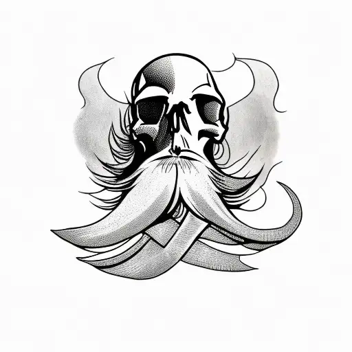 Skull With Alan Watts' Beard And Hair