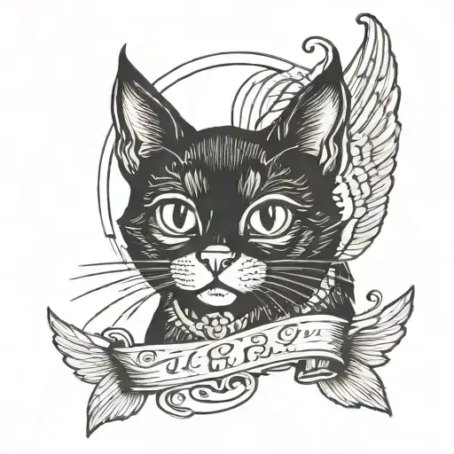 Cute Black Cat With Wings