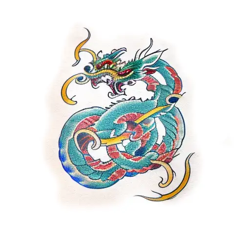 Korean Dragon With Traditional Good Luck Knot