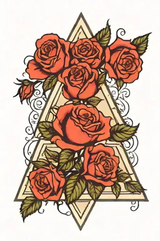 Tree And Rose With Triangle Outline