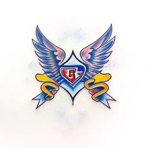 Angle Wings With The Number 32 And A Semicolon