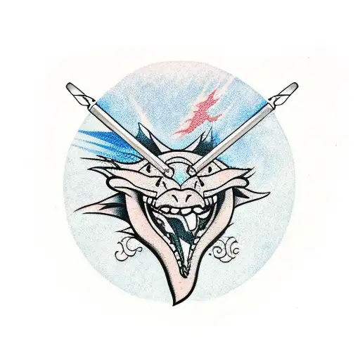 Dragon Crushing Arrows Made Of Drumsticks In Its Mouth