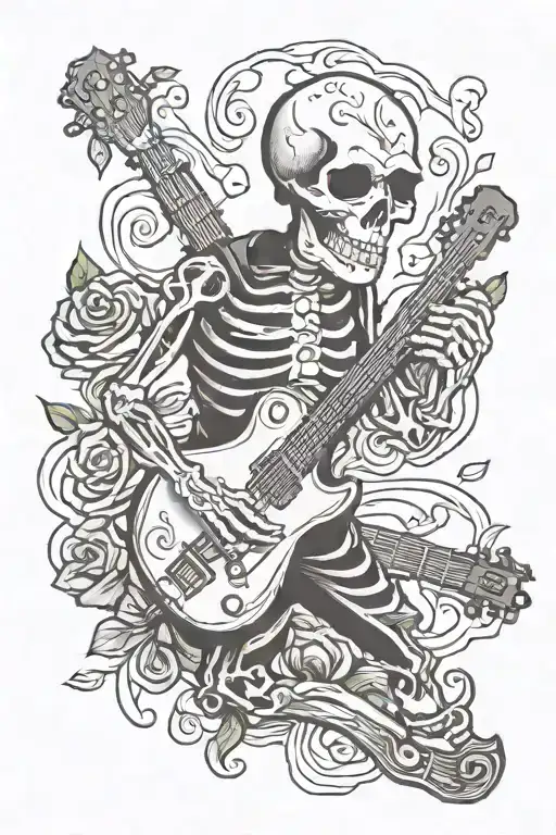 Simple Skeleton Playing A Guitar