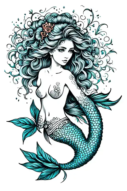 Mermaid Hip Tatto Black