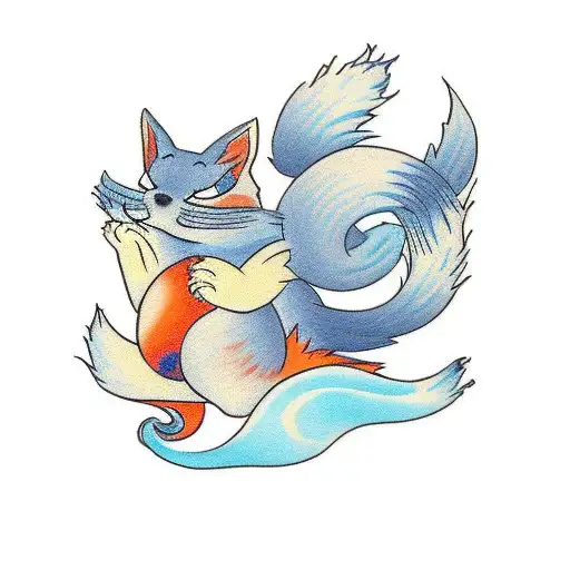 Fox And Squirrel With Orange And Blue Flowers