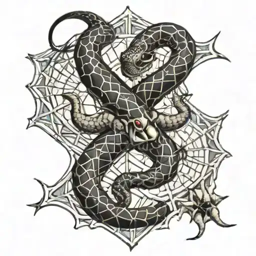 Snake And Spiders Web