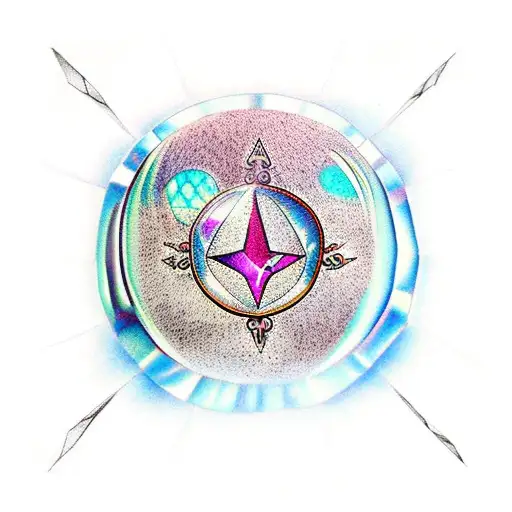 A Magical Crystal Ball With A Reflection Of A Cat And Mystical Symbols Inside