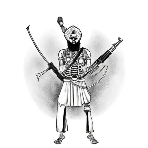 Sikh Warrior In Skeleton Holding An Ak47