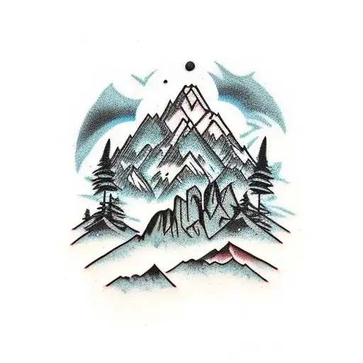 Mountain Scene With Wolf