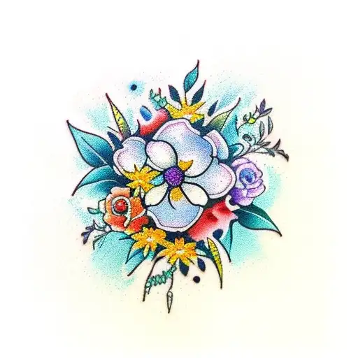 A Bouquet Of Vibrant Flowers With Each One Representing A Different Element Of Nature