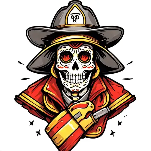 Firefighter Sugar Skull