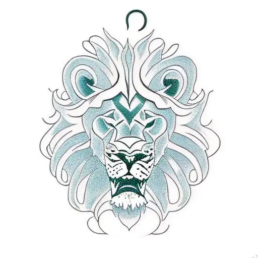 Lion With A Snake In The Style Of Dave Quiggle