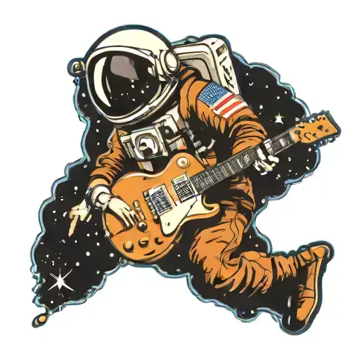 A Astronaut Floating In Space Playing A Gibson Les Paul Guitar