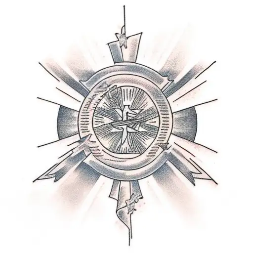 Christian Cross With Rising Sun Behind It