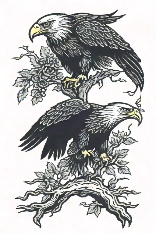Eagle And Five Trees