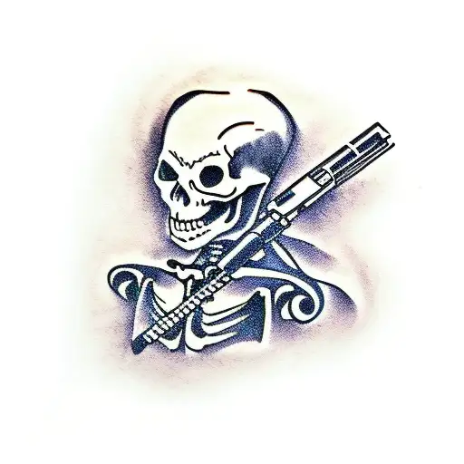 Skeleton Cowboy Shooting A Gun