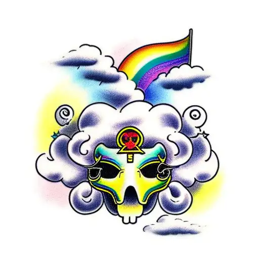 Rainbow Between A Cloud And A Mask
