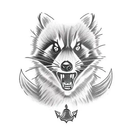 Black And White Raccoon Head