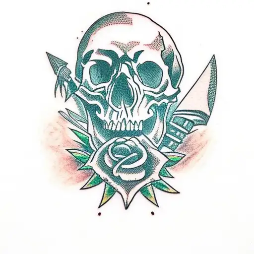 Skull Stabbed With Daggers