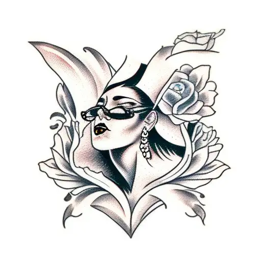 Sexy Dark Haired Woman With Tattoos Full Body