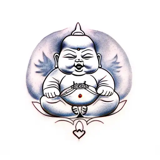 Baby Buddha Playing With An Eagle