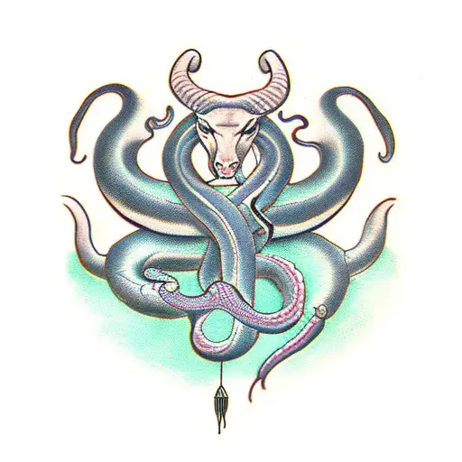Snakes With Goat Horns And Water