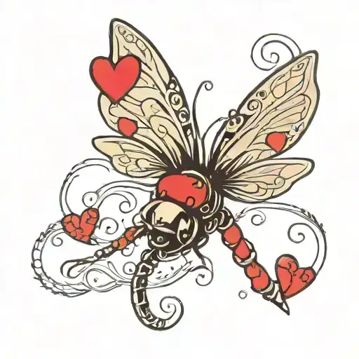 Dragon Fly With Hearts On Wings Coming