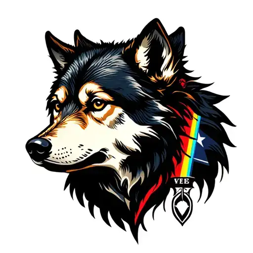 Dark Side And Bright Side Wolf Head