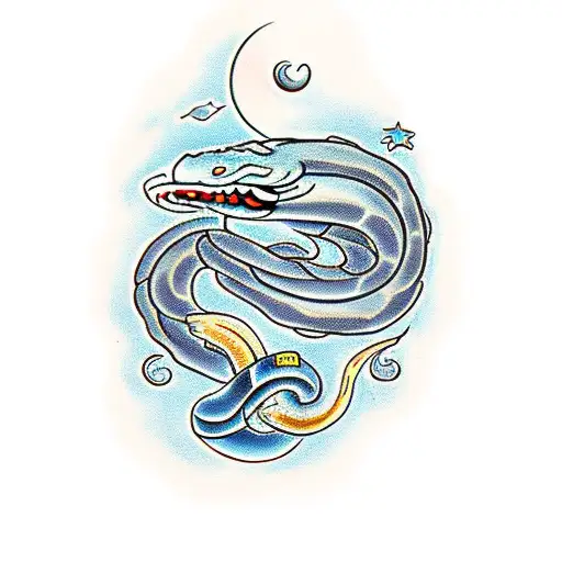 Snake And Moon And Fire