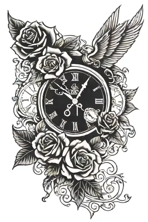 Roses With Angle And Clock