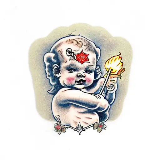 Cherub Holding A Match
