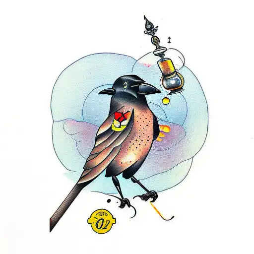 Crow On An Hourglass