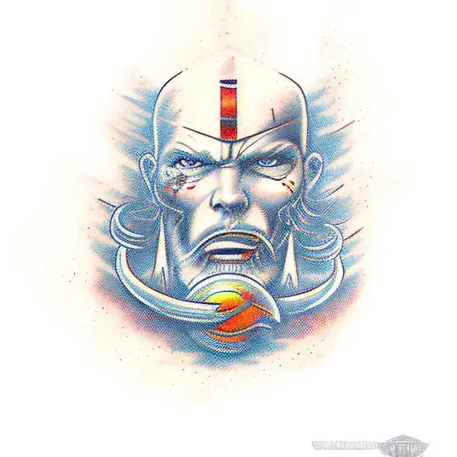 Unswerving Warrior With Scars Of Past Battles